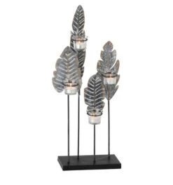 Photophore Métal Gris Sur Pied Noir Licia -Philips Boutique photophore metal gris sur pied noir licia 5415203969378 360350