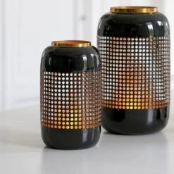 Photophore Métal Noir Et Doré Laqué Narsh -Philips Boutique photophore metal noir et dore laque narsh 5415203979780 356781