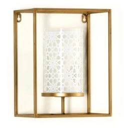 Photophore Mural Verre Et Métal Doré Diari H 31