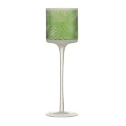 Photophore Sur Pied Verre Vert Neela H 30 Cm