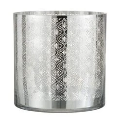 Photophore Verre Argenté Omani H24 Cm