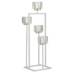 Photophore Verre Blanc Et Pied Métal Ettis