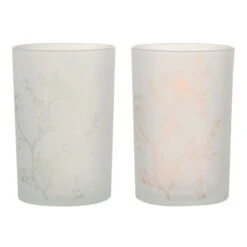 Photophore Verre Blanc Uchi H 18 Cm - Lot De 2