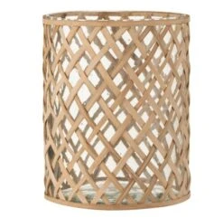 Photophore Verre Et Bois Clair Azura H 28 Cm