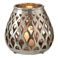 Photophore Verre Et Métal Argenté Omani -Philips Boutique photophore verre et metal argente omani 5400924011642 378098