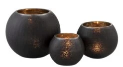 Photophore Verre Noir Mat Craquelé Et Doré Ysarg -Philips Boutique photophore verre noir mat craquele et dore ysarg 5415203965110 352377