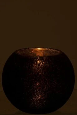 Photophore Verre Noir Mat Craquelé Et Doré Ysarg -Philips Boutique photophore verre noir mat craquele et dore ysarg 5415203965110 352378