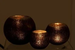 Photophore Verre Noir Mat Craquelé Et Doré Ysarg -Philips Boutique photophore verre noir mat craquele et dore ysarg 5415203965110 352379