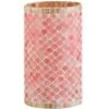 Photophore Verre Rose Et Beige Indie H 23 Cm
