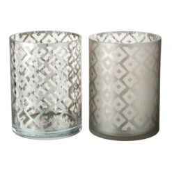 Photophores Verre Argenté Boho Liath - Lot De 2