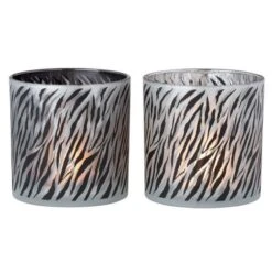 Photophores Verre Noir Et Blanc Zébré Diere - Lot De 6 -Philips Boutique photophores verre noir et blanc zebre diere lot de 6 5415203951588 369814