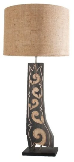 Pied De Lampe En Bois De Mangue Noir Et Naturel Décapé Elif