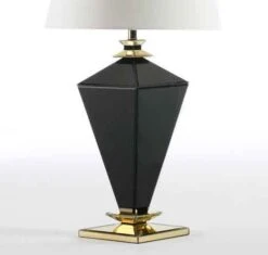 Pied De Lampe En Verre Noir Avec Socle Doré Gracias -Philips Boutique pied de lampe en verre noir avec socle dore gracias 8435471817970 323879