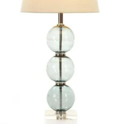 Pied De Lampe Métal Et Verre Bleu Patricias