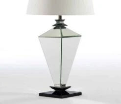 Pied De Lampe Verre Argenté Avec Socle Noir Gracias