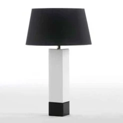 Pied De Lampe Verre Blanc Avec Socle Noir Gracias