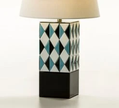 Pied De Lampe Verre Multicolore Et Socle Noir Gracias