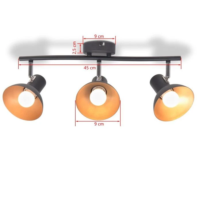 Plafonnier Pour 3 Ampoules E27 Noir Et Doré 3 8 Plafonnier Pour 3 Ampoules E27 Noir Et Doré 3 – Image 6