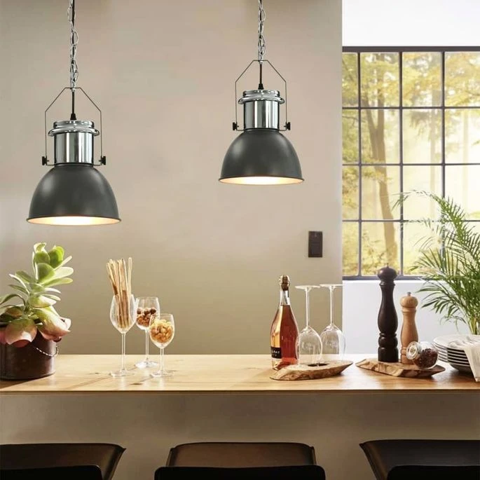 Plafonniers 2 Pcs Gris Rond E27 3 Plafonniers 2 Pcs Gris Rond E27