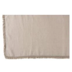 Plaid à Franges Tissu Lin Beige Corali