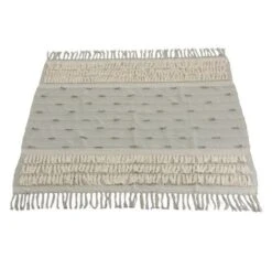 Plaid Avec Floches Tissu Bleu Et Blanc Marino - Lot De 2