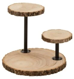 Plateau 2 Niveaux Rond Bois Massif Patty L 45 Cm