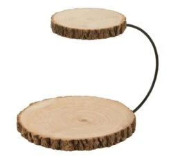 Plateau Rond 2 Niveau Design Bois Naturel Junia L 45 Cm