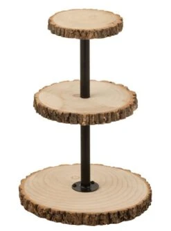 Plateau Rond Avec 3 Niveaux Bois Naturel Jacy D 35 Cm