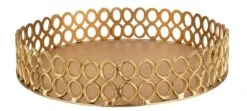 Plateau Rond Avec Cercles Aluminium Doré Sira D 49 Cm