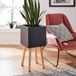 Pot Carré Sur Pieds En Bois - 30 X 30 X 50 Cm - Pieds: 40 Cm - Noir -Philips Boutique pot carre sur pieds en bois 30 x 30 x 50 cm pieds 40 cm noir 3612408924931 456109