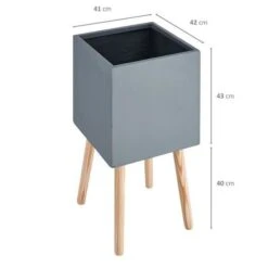 Pot Carré Sur Pieds En Bois - 50 X 50x 50 Cm - Pieds: 40 Cm - Gris Anthracite -Philips Boutique pot carre sur pieds en bois 50 x 50x 50 cm pieds 40 cm gris anthracite 3612408924924 456111