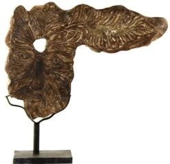 Sculpture Bois De Teck Naturel Et Doré Neptune