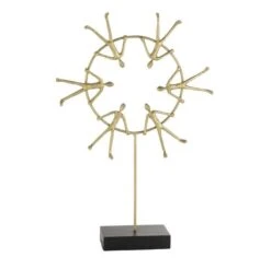 Sculpture Métal Doré Et Manguier Massif Noir Narsh