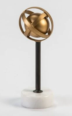 Sculpture Métal Doré Et Noir Et Marbre Blanc Booly H 26 Cm