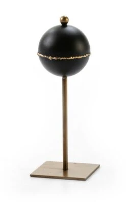 Sculpture Métal Doré Et Noir Round