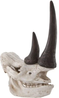 Sculpture Rhinocéros Résine Noir Et Blanc Pablo