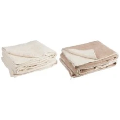 Set De 2 Plaids Tissu Beige Et Marron Nayra -Philips Boutique set de 2 plaids tissu beige et marron nayra 5415203774163 376483