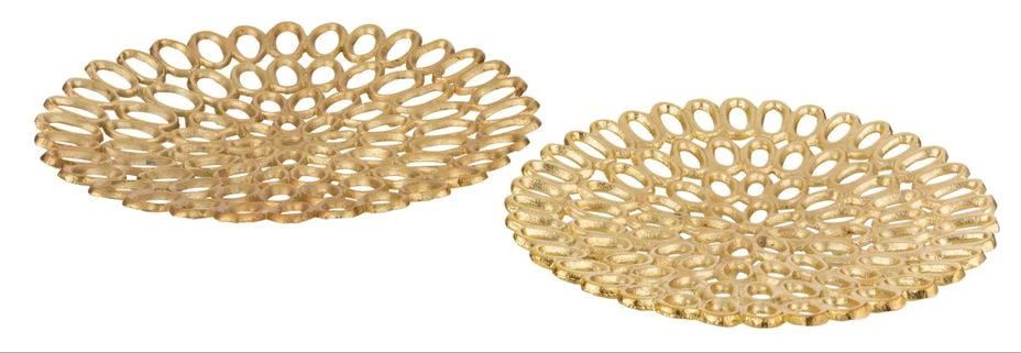 Set De 2 Plat Rond Aluminium Doré Gona - Lot De 2 3 Set De 2 Plat Rond Aluminium Doré Gona - Lot De 2