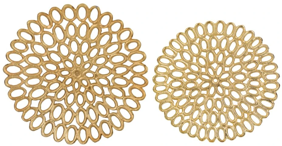 Set De 2 Plat Rond Aluminium Doré Gona - Lot De 2 4 Set De 2 Plat Rond Aluminium Doré Gona - Lot De 2 – Image 2