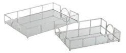 Set De 2 Plateaux Rectangulaire Métal Argent Fanou L 50 Cm