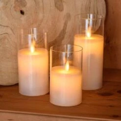 Set De 3 Bougies En Cire, Verre LED Flamme En Mouvement - H 12,5 Et 17,5 Cm Et D 7,5 Cm -Philips Boutique set de 3 bougies en cire verre led flamme en mouvement h 12 5 et 17 5 cm et d 7 5 cm 8024199044777 536253