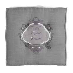 SOLEIL D' OCRE Coussin Tapissier Esprit De Famille 100% Coton - 40 X 40 Cm - Blanc