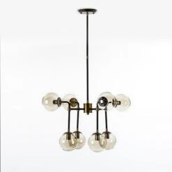 Suspension 8 Branches Verre Et Métal Noir Gary L 75 X H 100 X P 75 Cm