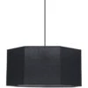 Suspension - Coton - Hexagonale - E27 - Ø38-H19 Cm - Noir