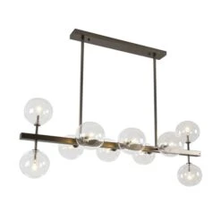 Suspension LED Verre Et Métal Noir L 110 X H 86 X P 45 Cm