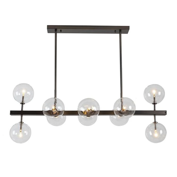 Suspension LED Verre Et Métal Noir L 110 X H 86 X P 45 Cm 4 Suspension LED Verre Et Métal Noir L 110 X H 86 X P 45 Cm – Image 2