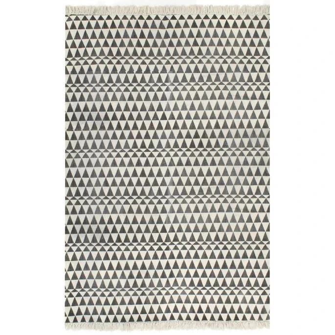 Tapis Kilim Coton 120 X 180 Cm Avec Motif Noir/blanc 3 Tapis Kilim Coton 120 X 180 Cm Avec Motif Noir/blanc
