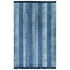 Tapis Kilim Coton 160 X 230 Cm Avec Motif Bleu