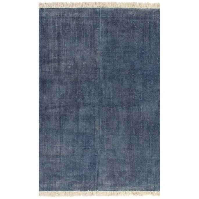 Tapis Kilim Coton 160 X 230 Cm Bleu 3 Tapis Kilim Coton 160 X 230 Cm Bleu