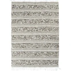 Tapis Terra - 120 X 170 Cm - Bande Relief Blanc Et Sable